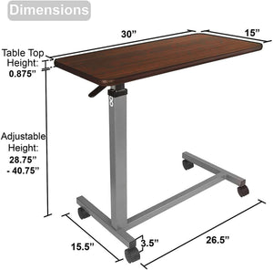 Pneumatic Adjustable Overbed Table with Wheels