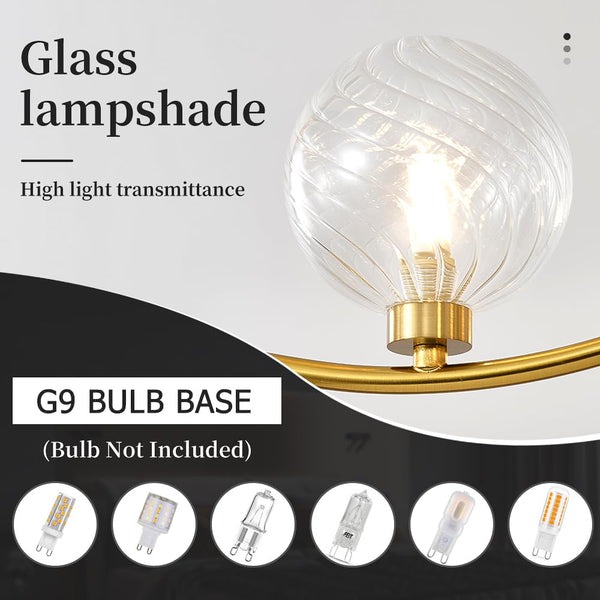 Modern Glass Globe Chandelier – Gold Multi-Light Ceiling Fixture