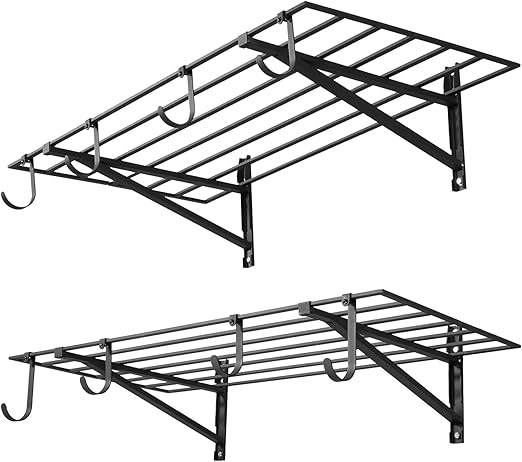 Heavy Duty Wall Mounted Garage Shelving – 2-Pack Steel Floating Shelf Rack