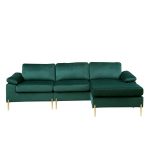 101" L-Shaped Velvet Sectional Sofa with Chaise
