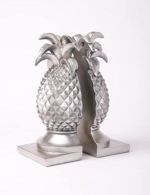 Decorative Pineapple Bookends Silver 9.4 Inch