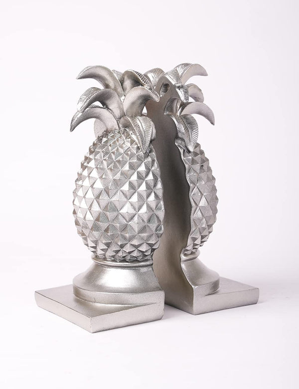 Decorative Pineapple Bookends Silver 9.4 Inch