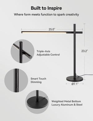 Rotatable LED Desk Lamp 360° Adjustable 3 Colors Touch Dimmable