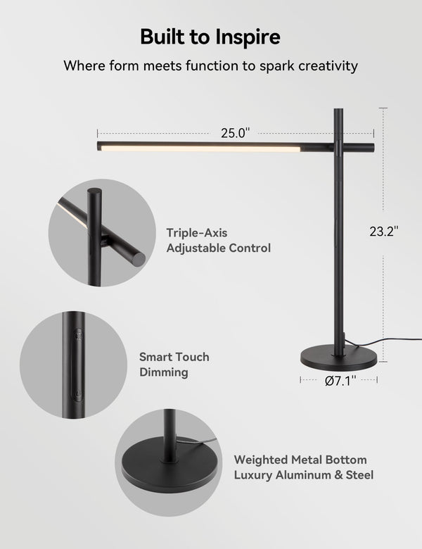 Rotatable LED Desk Lamp 360° Adjustable 3 Colors Touch Dimmable