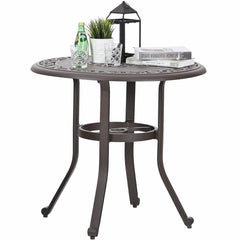 Round Cast Aluminum Outdoor Bistro Table with Umbrella Hole