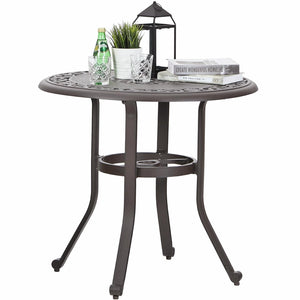 Round Cast Aluminum Outdoor Bistro Table with Umbrella Hole