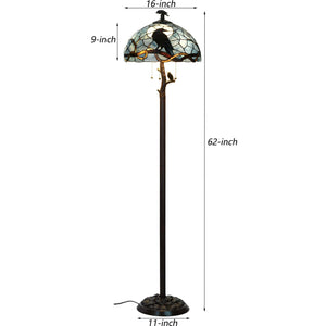 Gothic Raven Tiffany Stained Glass Floor Lamp