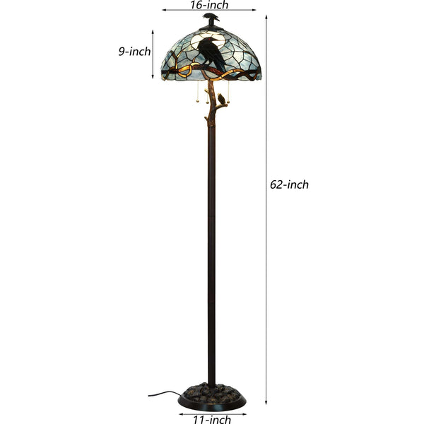 Gothic Raven Tiffany Stained Glass Floor Lamp