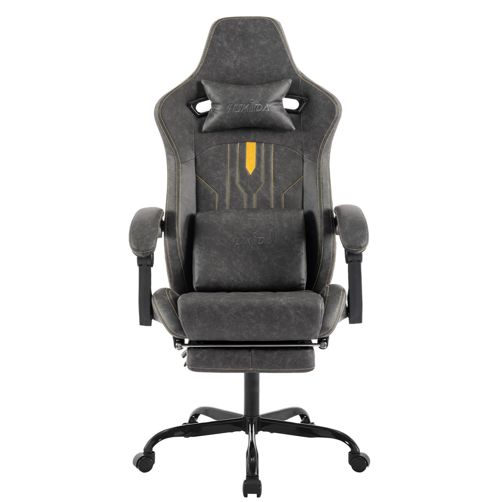 Gaming Chair with Footrest & Massage Lumbar Support