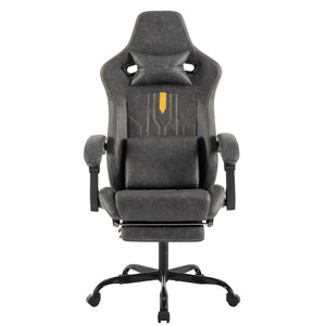 Gaming Chair with Footrest Ergonomic Computer Chair Massage Lumbar Cushion, Racing Video Game Chair Adjustable Rocker Recliner Executive Office Desk Chair Pu Leather for Adults