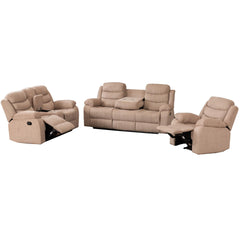 3-Piece Fabric Reclining Sofa Set with Light Strip & Storage