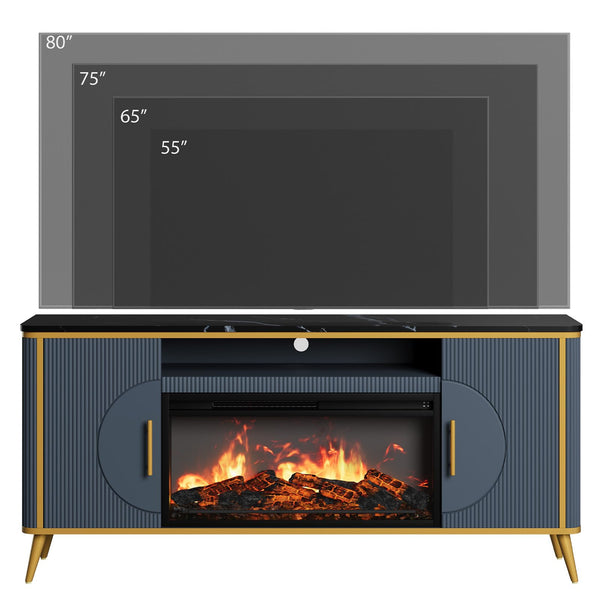 Fluted Electric Fireplace TV Stand for TVs up to 80"