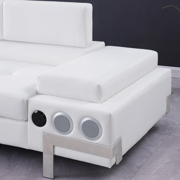 L-Shaped Sectional Sofa with LED Lighting, Bluetooth & USB Ports