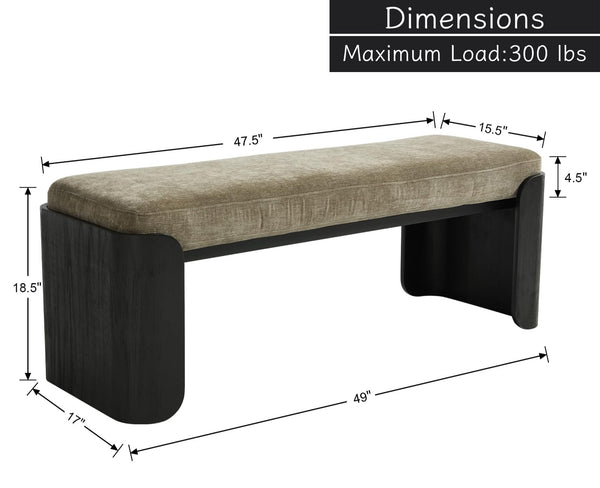 Upholstered Entryway & Bedroom Bench with Wood Legs