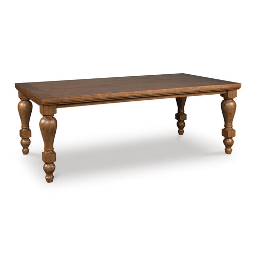 Traditional Dining Table with Turned Legs – Seats 8, Light Brown