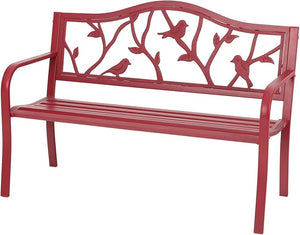 Cast Iron Outdoor Garden Bench with Backrest and Armrests