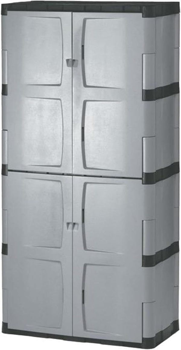 Freestanding Resin Storage Cabinet with Lockable Doors and Shelves