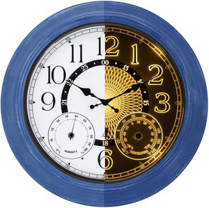 18-Inch Outdoor Wall Clock with Thermometer, Hygrometer & Auto Light Sensor
