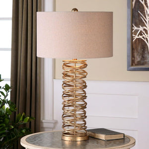 Antiqued Silver Champagne Metal Table Lamp