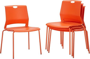 Stackable Chairs Set of 4 with Metal Frame