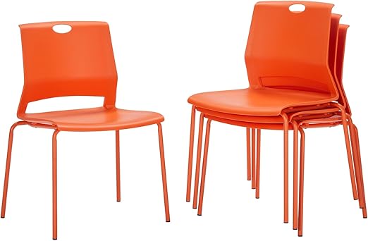 Stackable Chairs Set of 4 with Metal Frame