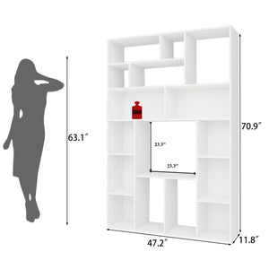 71" H Large Bookshelf with 16 Open Cube Shelves