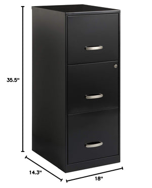 3-Drawer Vertical File Cabinet – Steel, Letter-Size, Black