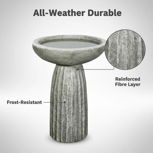 Concrete Pedestal Bird Bath with Textured Base