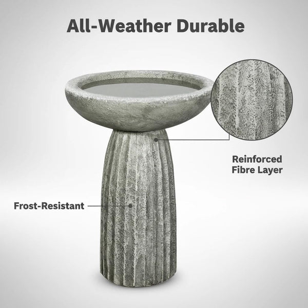 Concrete Pedestal Bird Bath with Textured Base