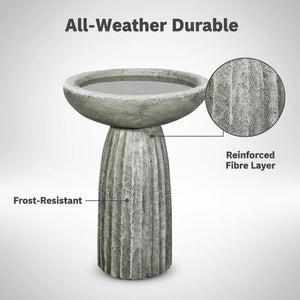Concrete Pedestal Bird Bath with Textured Base