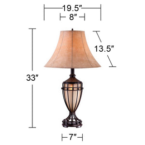 Rustic Urn Table Lamps Set of 2 with Nightlight