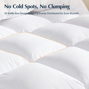 Goose Down Fiber Comforter – 420TC Cotton Shell, All-Season, Baffle Box