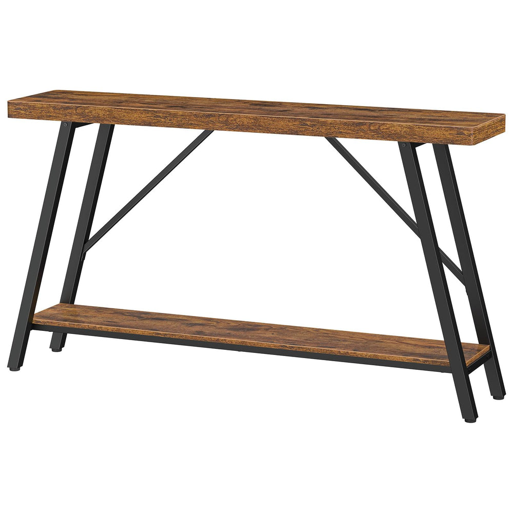 47-Inch 2-Tier Console Table with Storage Shelf – Rustic Brown