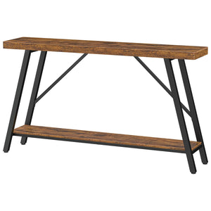 47-Inch 2-Tier Console Table with Storage Shelf – Rustic Brown