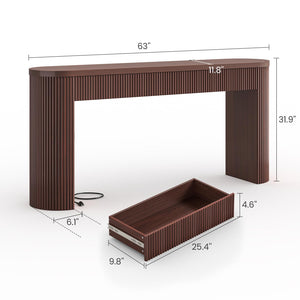 63" Fluted Console Table with 2 Drawers