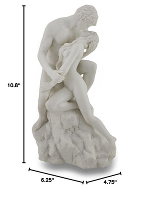 White Marble Lovers Embrace Nude Sculpture
