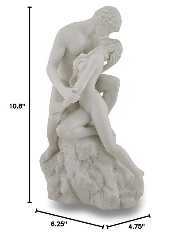 White Marble Lovers Embrace Nude Sculpture
