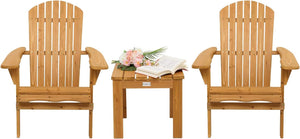 Folding Adirondack Chairs Set of 4 – Weather-Resistant Fir Wood Patio Chairs