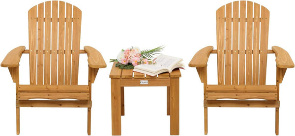 Folding Adirondack Chairs Set of 4 – Weather-Resistant Fir Wood Patio Chairs