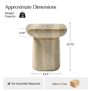 Concrete Pedestal Side Table with Faux Marble Finish