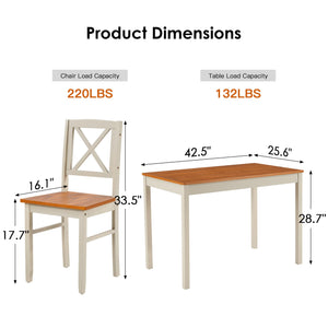 5-Piece Farmhouse Dining Table Set with 4 Chairs