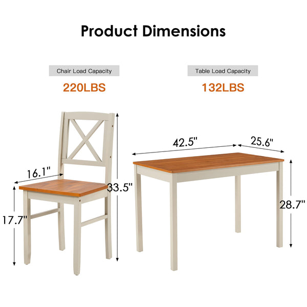 5-Piece Farmhouse Dining Table Set with 4 Chairs