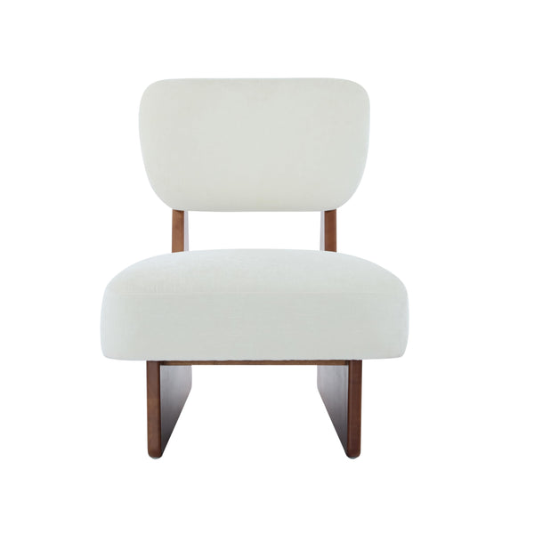 Armless Lounge Accent Chair Set of 2 – Fabric Upholstered, Solid Wood Frame