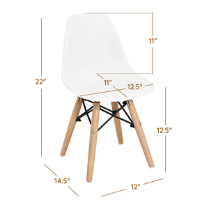 Kids Mini DSW Chair Set of 4 with Wood Legs & Curved Backrest