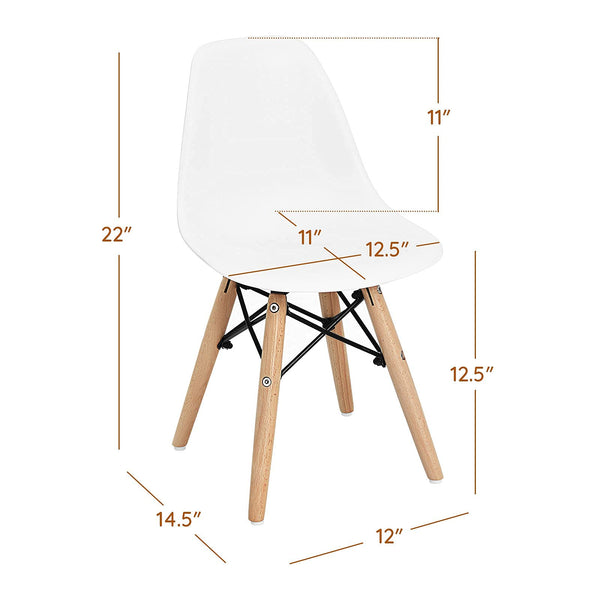 Kids Mini DSW Chair Set of 4 with Wood Legs & Curved Backrest