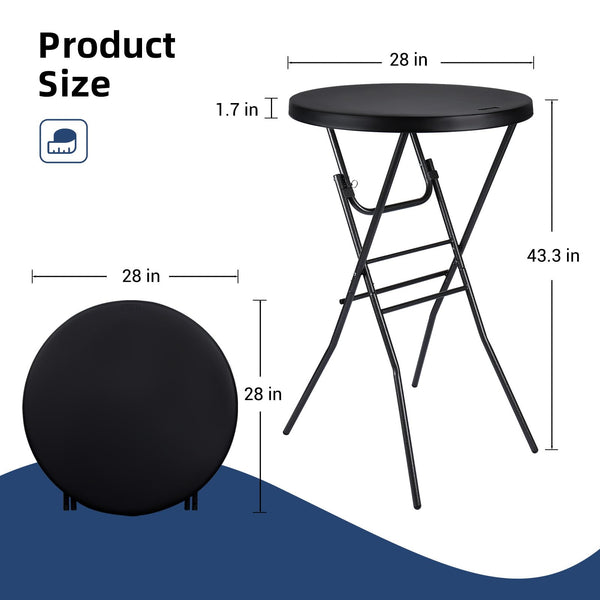 Round Folding Cocktail Bar Table – High Top Indoor Outdoor