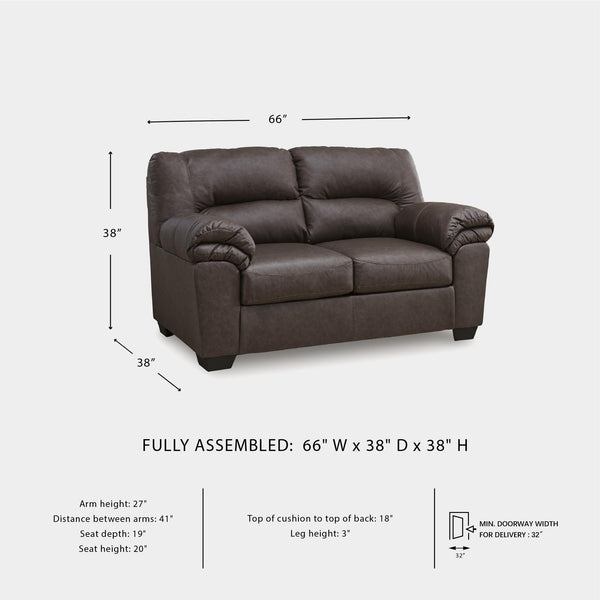 Contemporary Faux Leather Loveseat – Dark Brown