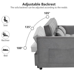 Convertible Loveseat Sofa Bed with USB Charging & Side Table