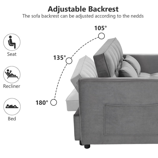 Convertible Loveseat Sofa Bed with USB Charging & Side Table