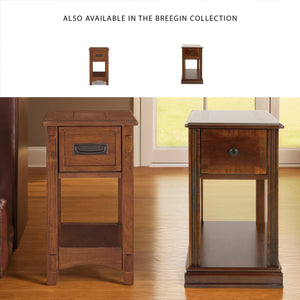 Mission-Style Chairside End Table with Drawer and Shelf